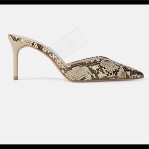 ZARA snakeskin heeled mules